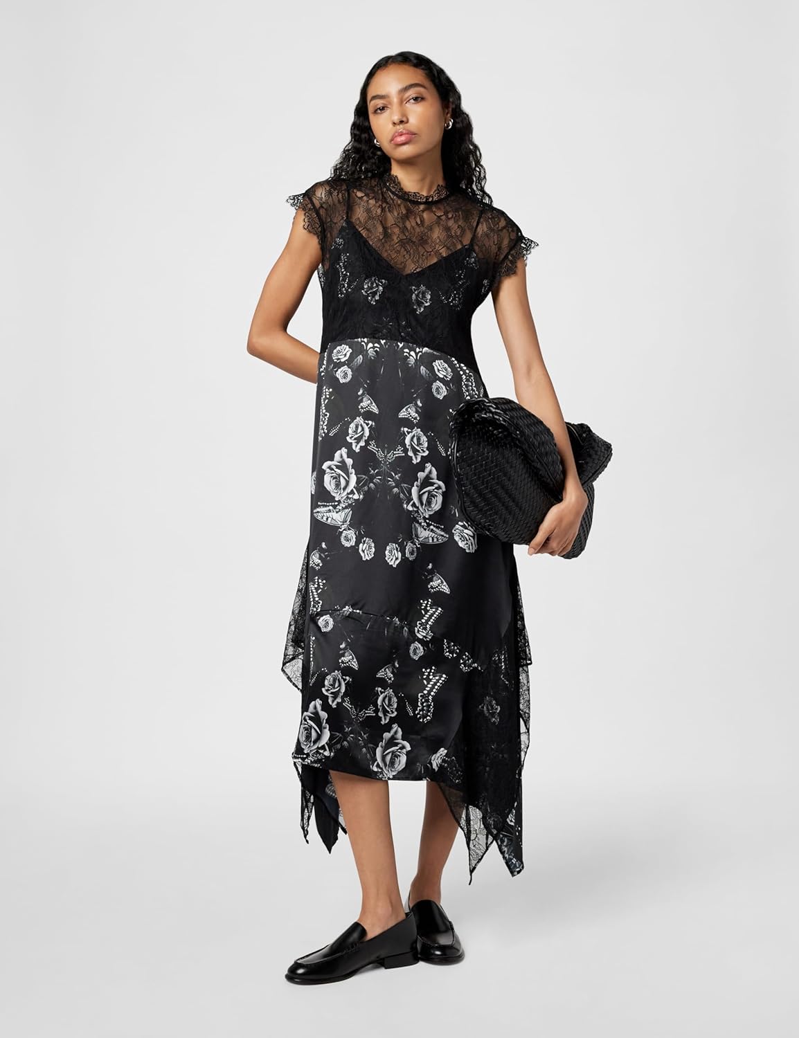 AllSaints Women's Gian Lace Trim Asymmetric Maxi Dress