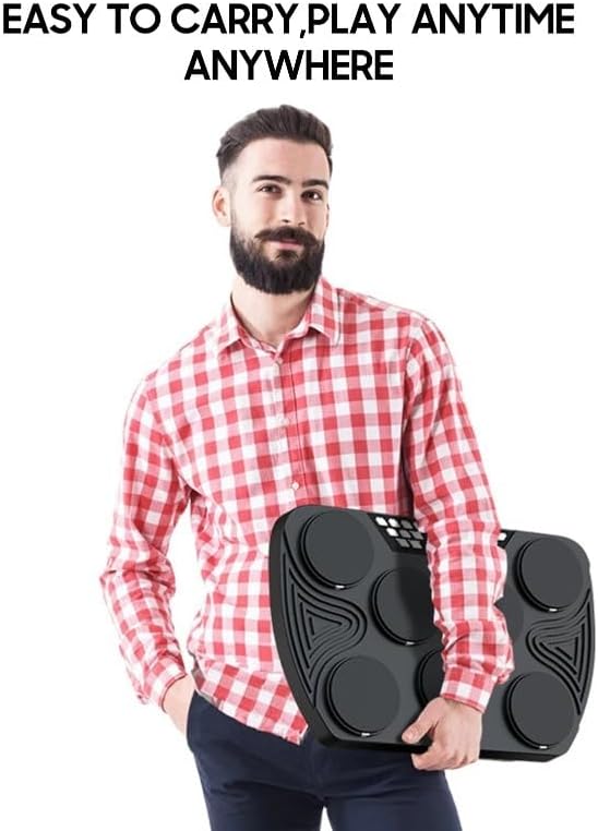 Portable Rechargeable Tabletop Electronic Drum Set – Compact Stereo-Speaker Drum Kit for Beginners, Practice & Travel, Adjustable Pads & USB/Bluetooth Connectivity (US Plug)