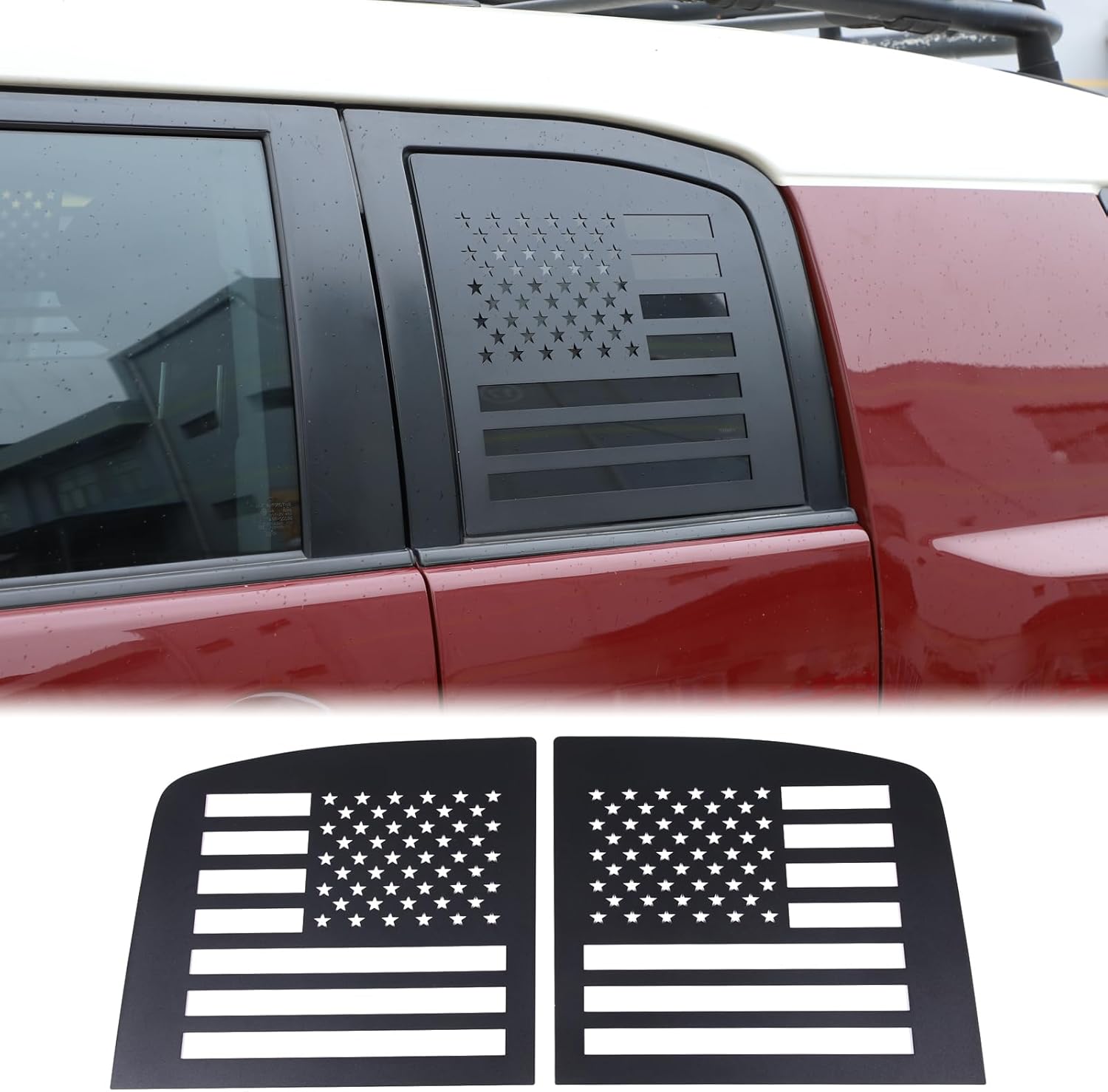 Rear Side Window American Flag Trim Cover Fit Toyot@a FJ Cruiser 2007-2021 2Pcs Rear Side Window Honeycomb Shades Cover Panel Car Rear Window Glass Protective Cover Honeycomb Shades Cover Accessories