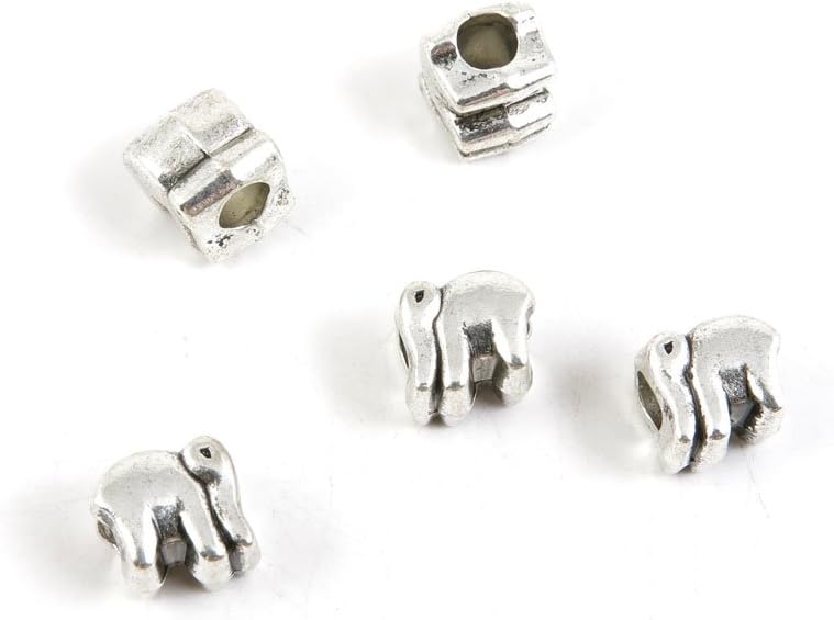 390 Pieces Antique Silver Tone Jewelry Making Charms Findings Fashion Wholesale Supplies Pendant Lots Bulk Supply E8MI5S Elephant Loose Beads