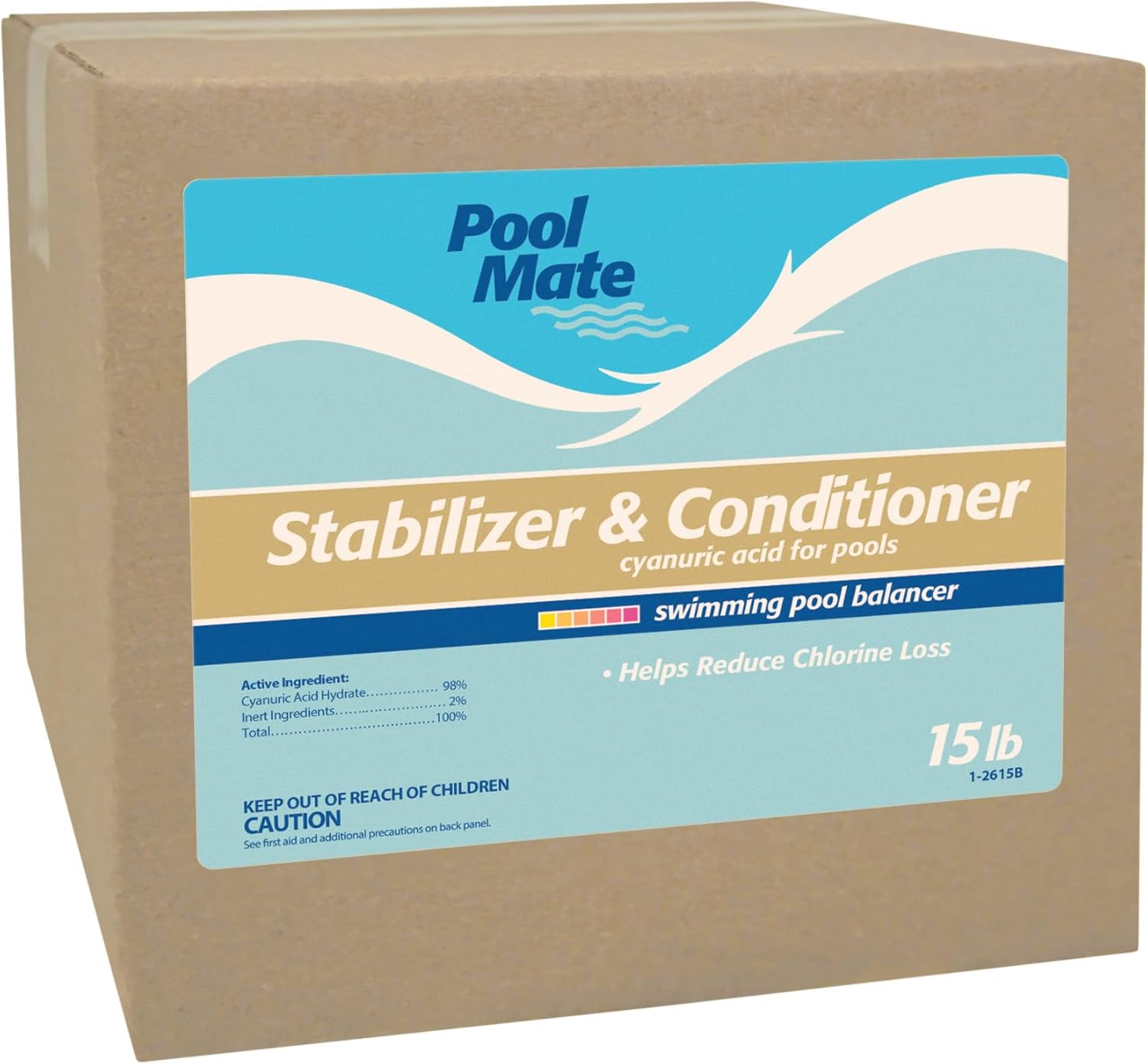 Pool Mate 15-Pounds Premium Pool Stabilizer and Conditioner, Concentrated Cyanuric Acid for Pools, Helps Chlorine Last Longer