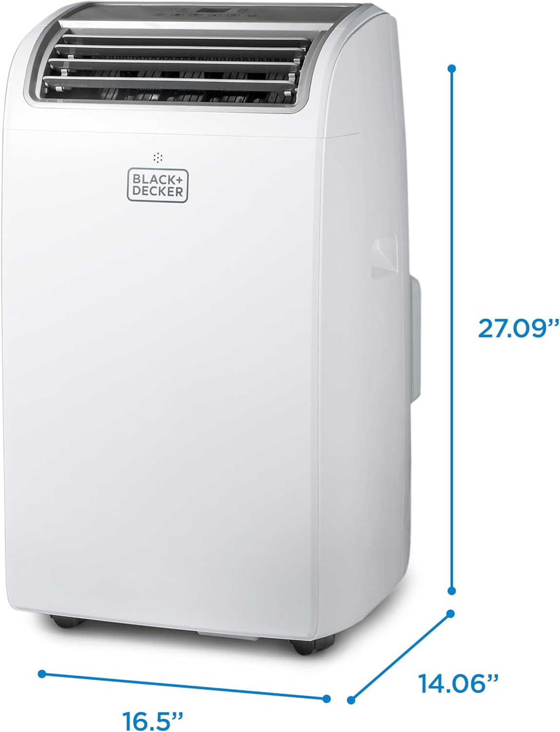 BLACK+DECKER Portable Air Conditioner, 12,000 BTU for Rooms Up To 550 Sq. Ft., Portable AC with Follow Me Remote Control & Window Kit, BPT08WTB, White