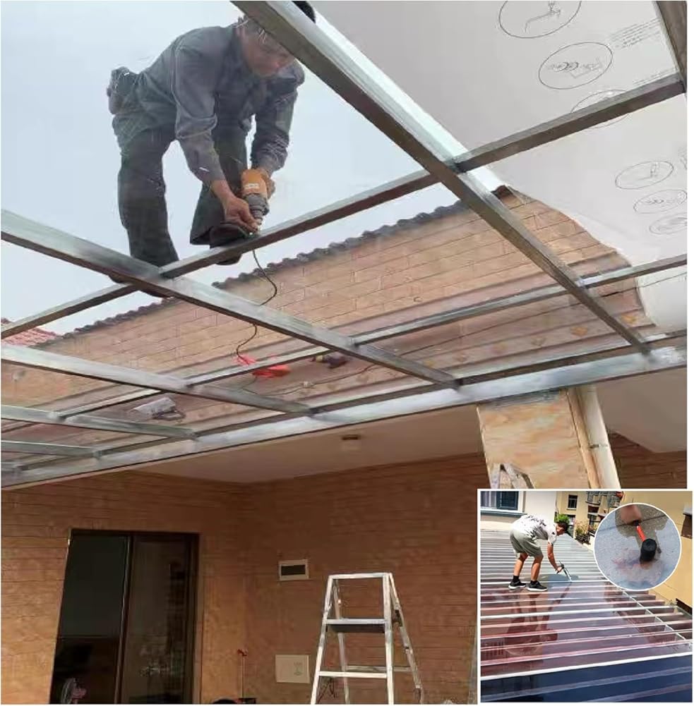 Clear Acrylic Plastic Sheet Polycarbonate Plastic Sheet, Outdoor Garden and Greenhouse Covering, High Impact PC Endurance Board for Roofs, Carports (Color : Clear-1mm, Size : 1.2x4m)