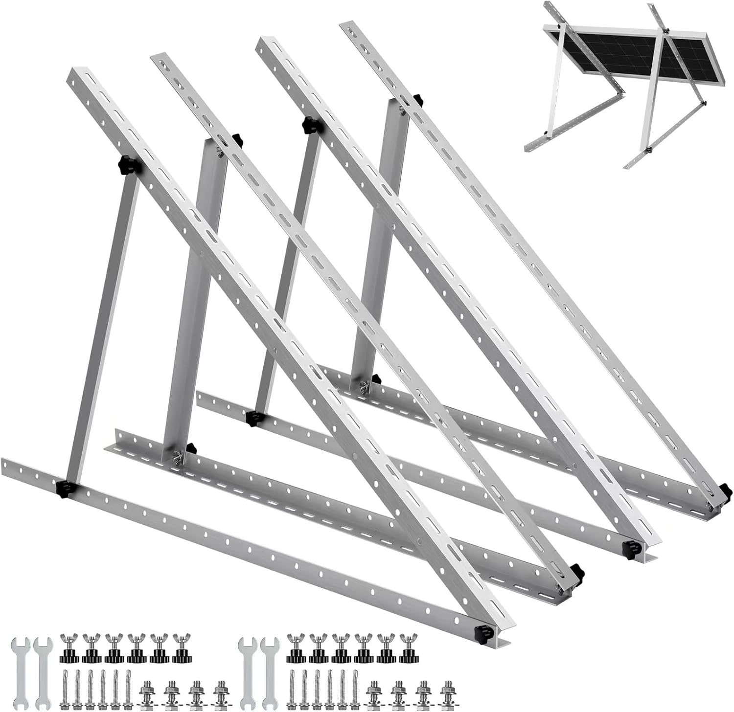 FLYING LION 2 Sets 45inch Adjustable Solar Panel Tilt Mount Brackets with Foldable Tilt Legs, Ieal for 2-4pcs 180 200 300 400 Watt Solar Panel for Roof, RV, Boat, and Off-Grid