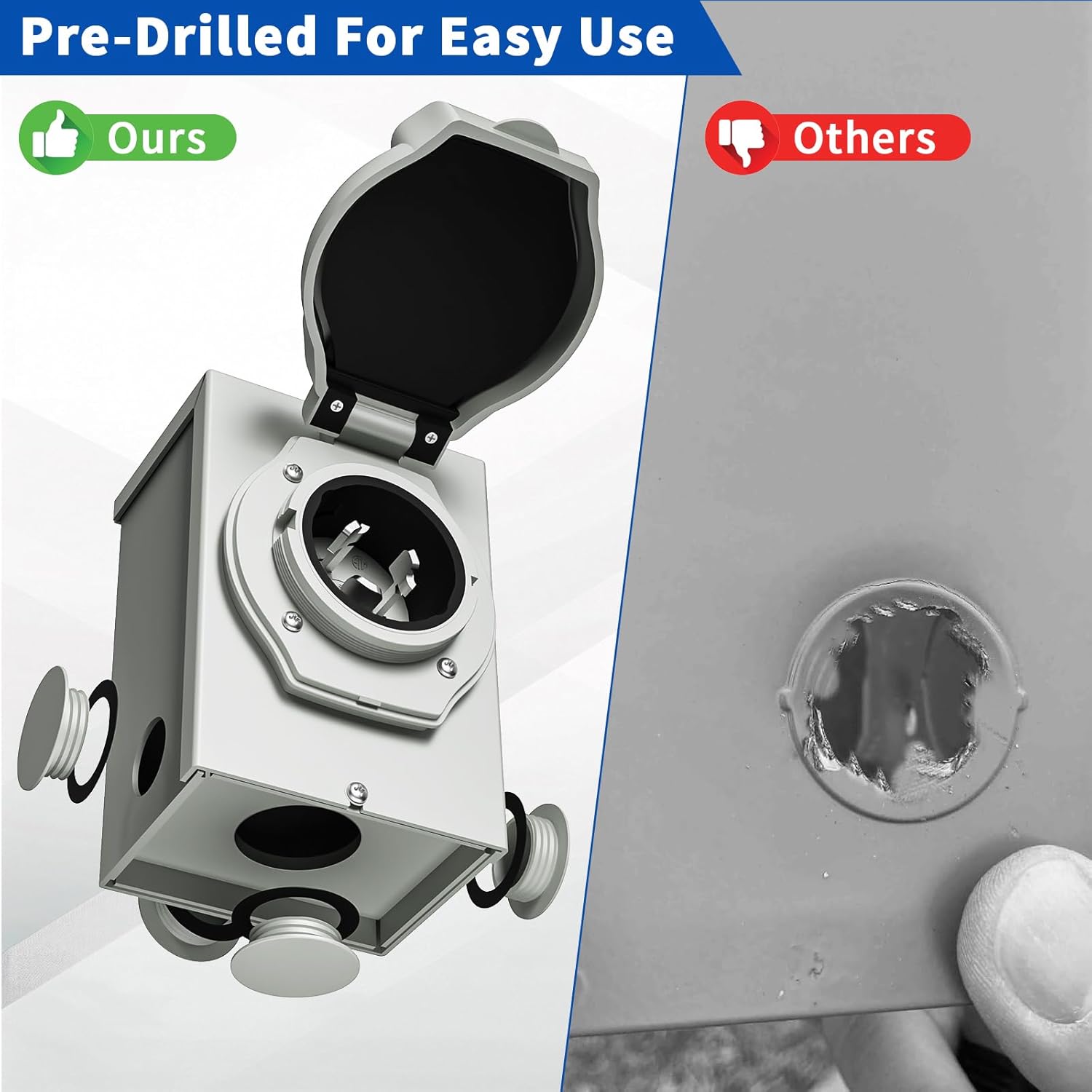 30 Amp Generator Cord and Power Inlet Box, 25FT Generator Extension Cord 30 Amp,125V Generator Power Cord NEMA TT-30P to NEMA L5-30R 135 Degree Twist Lock Connector ETL Listed