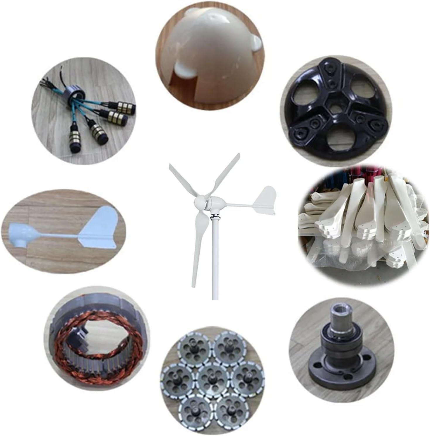 Wind Turbine Generator Kit, High Efficient 1500w Horizontal Wind Turbine Generator 12v 24v 48v 96v Free Power Energy for Homeuse for Hybrid Solar Wind System(12V)
