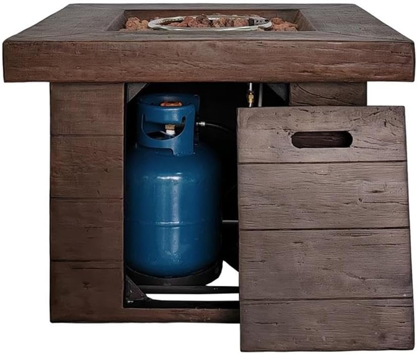 Smokeless Propane Gas Fire Pit - Fireplace for Outdoor - Brown