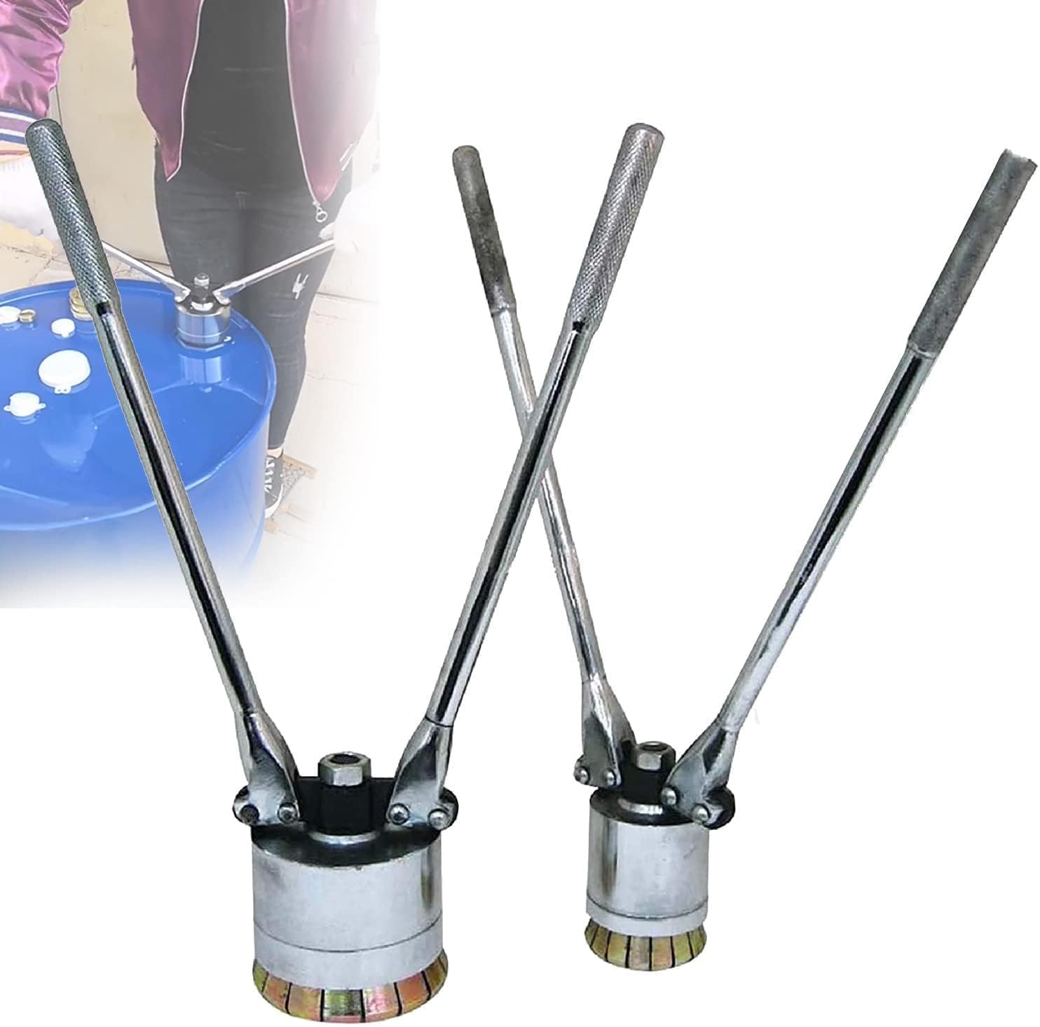 200L Drum Cap Seal Crimping Machine - 53 Gallon Oil Barrel Crimper Tool for 75MM & 35MM Caps - Heavy Duty Sealing Equipment for Industrial Use