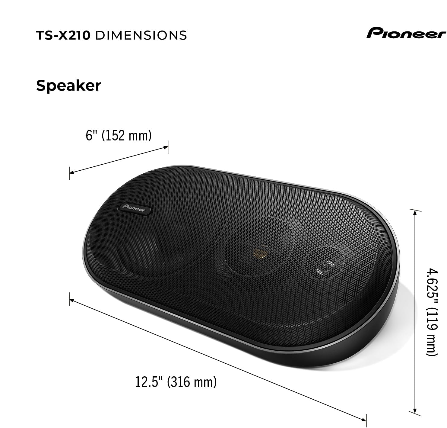 PIONEER TS-X210 4” 3-Way Surface Mount Speakers (Pair) – 120W Max, Classic Design Speaker Upgrade