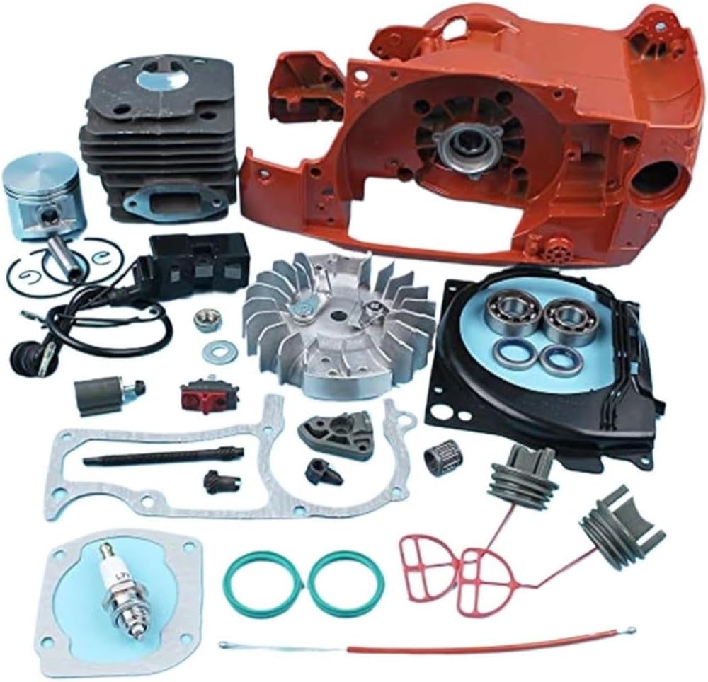 Crankcase Flywheel Ignition Coil 50mm Cylinder Piston Kit for Husqvarna 362 365 371 372 Chainsaw Bearing Oil Fuel Cap Seal Switc Fuel Tank Cap for Garden Tools