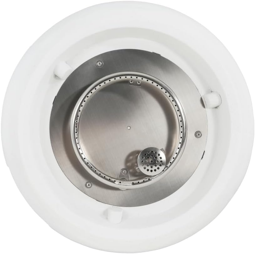 White Magnesium Oxide Fire Pit, 40,000 BTU Propane Gas Fire Bowl with Lava Rocks, Tank Seat & Cover, Round Outdoor Fire Table for Patio, Backyard, Garden – No Assembly Required