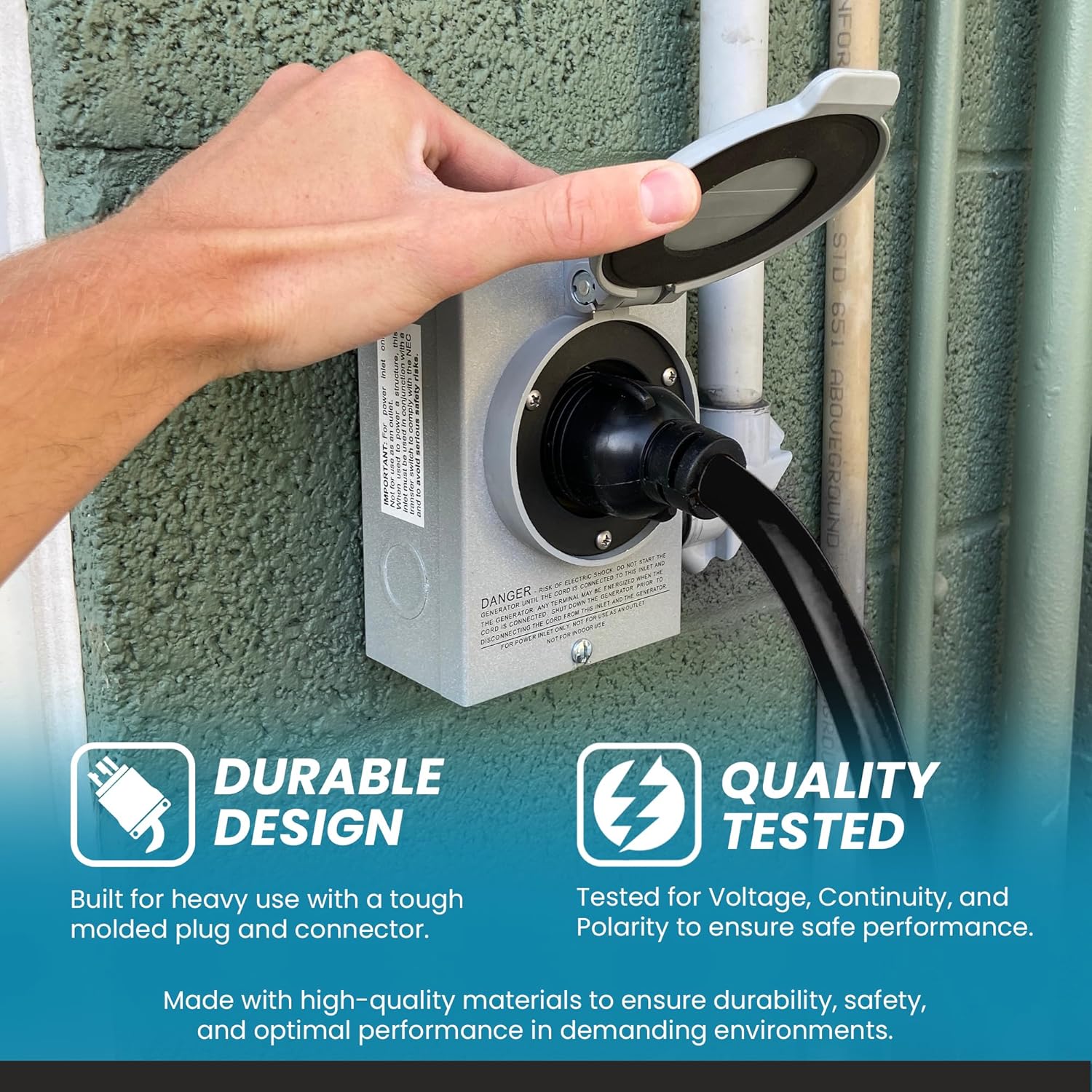 IronBox Electric L6-30P to L14-30R Power Cord - 30A, 250V, 10/3 SJOOW - UL Listed Extension Cord - Heavy Duty Adapter Cables for Generator, Transfer Switch, RV, Data Center & More (25ft, Custom Build)