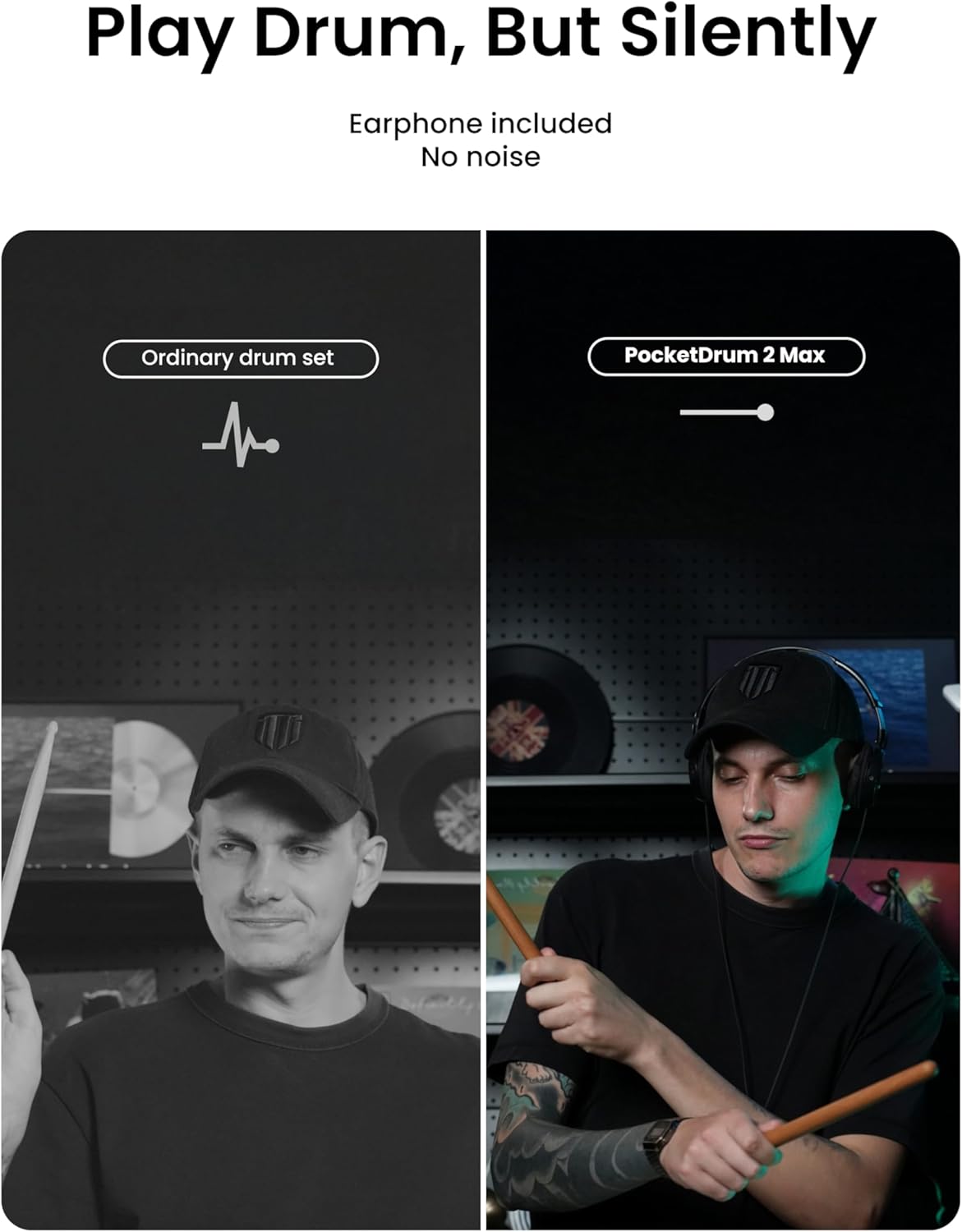 AeroBand Electronic Drum Set PocketDrum2 MAX 2025, Air Drum Sticks & Pedals & Bluetooth Adapter, Play Drum Anywhere Anytime, 8 Tones and USB Midi Teens Adult Drummer Gift (Earphone Included)