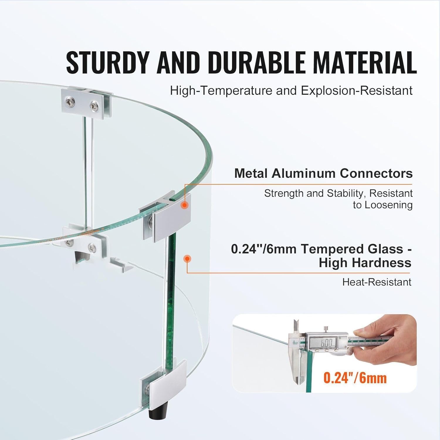 Fire Pit Wind Guard, 29 x 8 inch Round Glass Flame Shield, 0.24-Inch Thick Fire Table Accessory, Clear Tempered Glass Flame Guard for Propane, Gas, Outdoor, Patio, Backyard