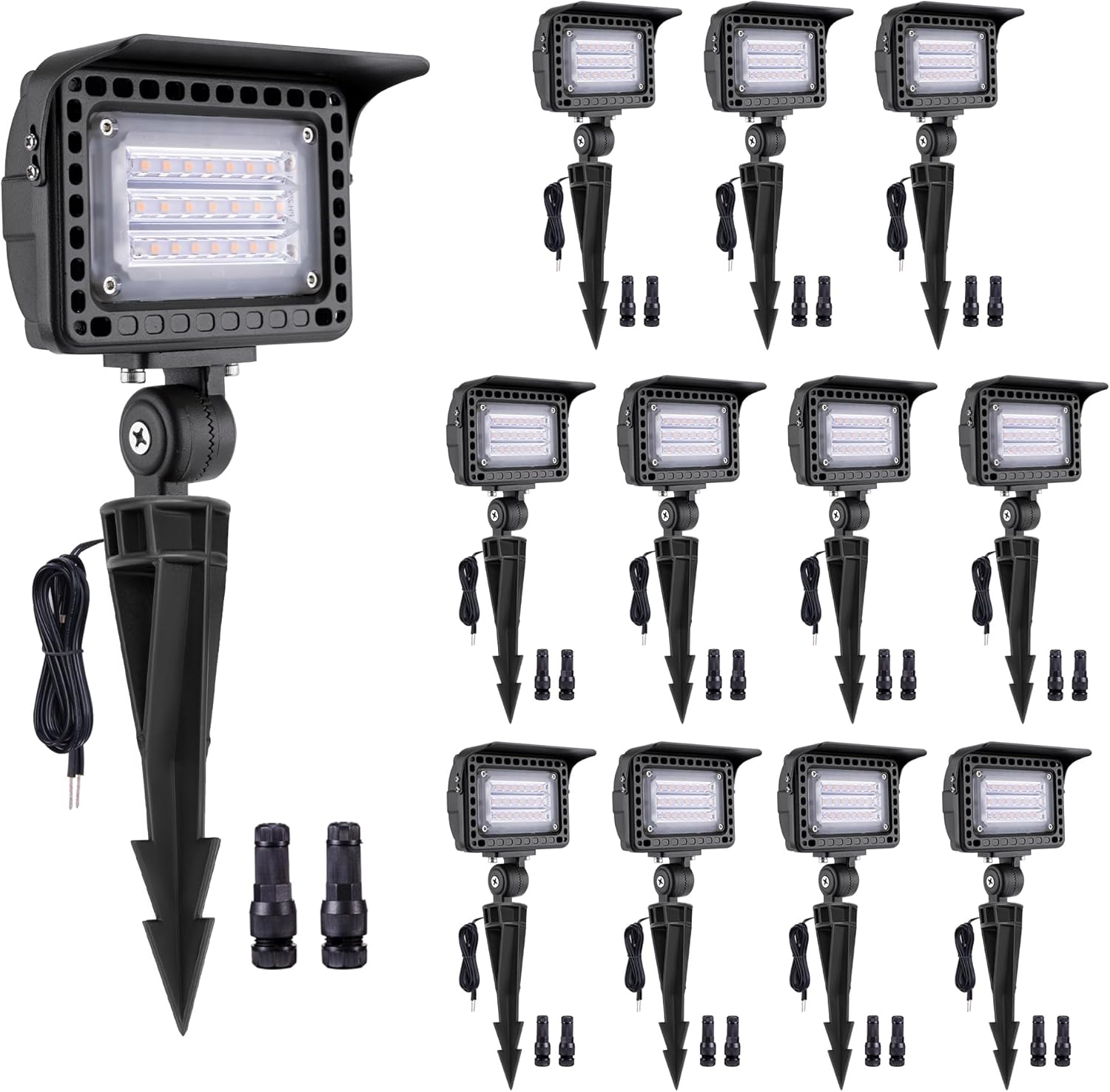 Gardenreet Landscape LED Wall Wash Lights - 12W Outdoor Low Voltage Flood Lights, 12V Hardwired Aluminum Brown, IP65 Waterproof Angle Adjustable for Tree House Yard Garden 12 Pack