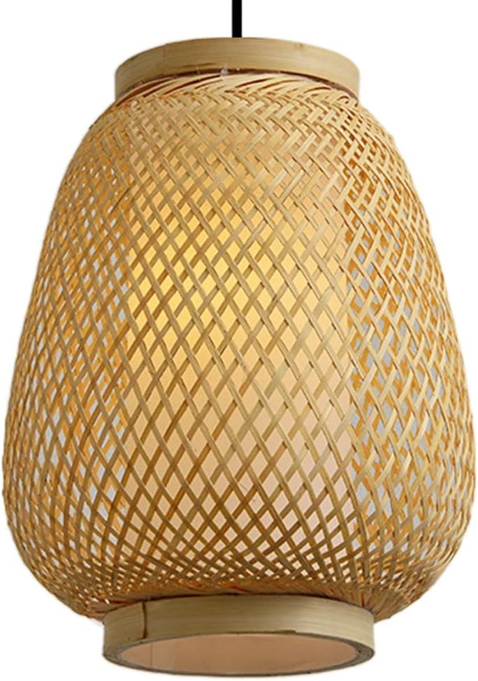 Modern Weave Wicker Hanging Lamp,Gourd Rattan Pendant Chandelier,1 Light Indoor Lighting Fixture,for Hallway Dining Room Natural Woven Light - 11.8