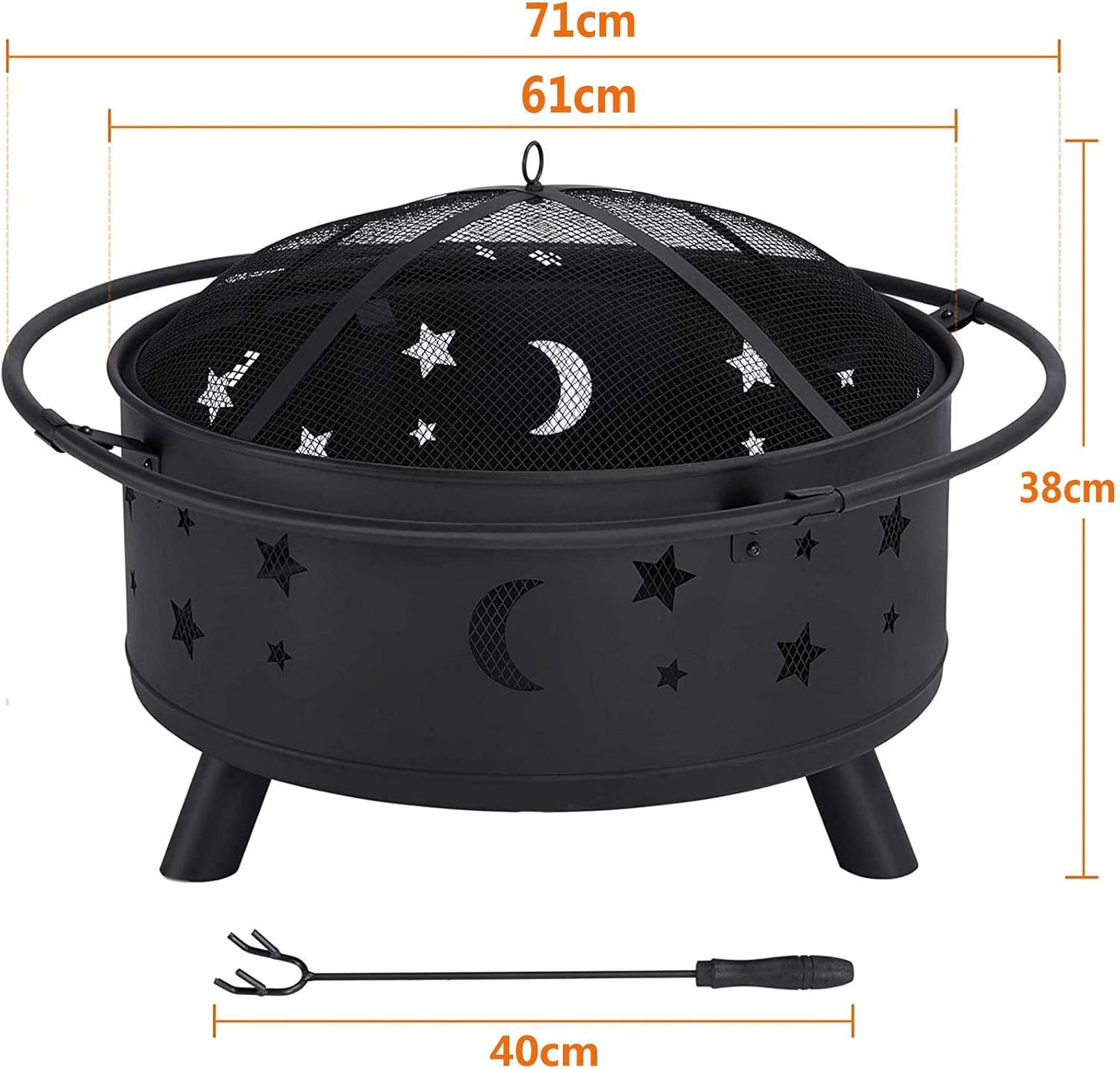 Fire Pit Outdoor Wood Burning Pits for Outdoor Backyard Patio Bonfire Campfire Grill Grate Mesh Spark Screen Poker Waterproof Cover Included