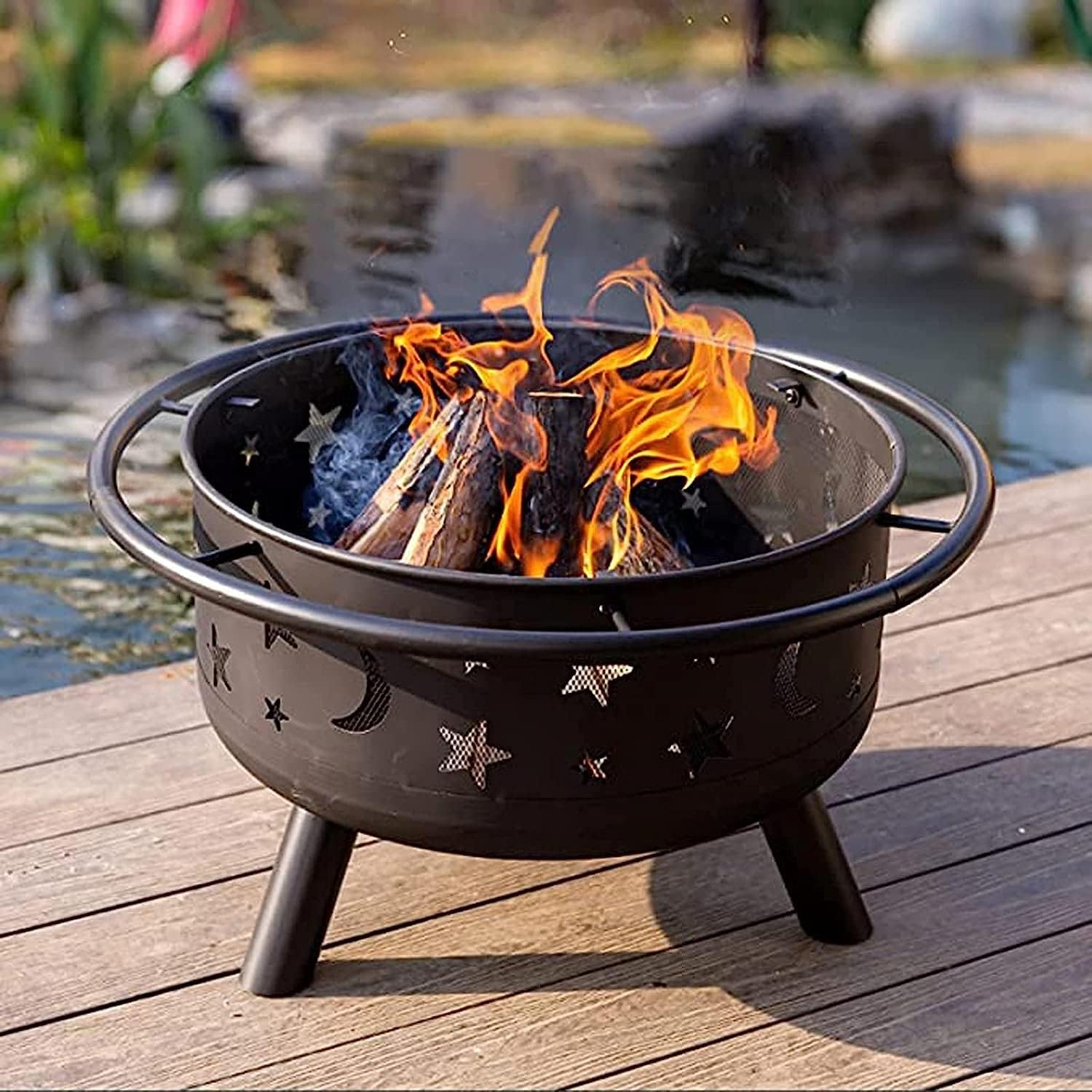 Outdoor Fire Pits Heaters BBQ Grill Firepit Bowl Wood Burning Fire Pit Garden Fire Pit with Grill G
