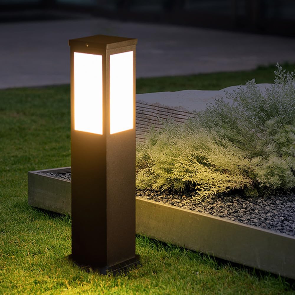 Solar Landscape Path Light Iron Housing Pathway Light 3W Luxury LED Bollard Lighting Fixture IP65 Waterproof Garden Floor Lamp Outdoor Walkway Lights for Lawn Courtyard Driveway Decoration