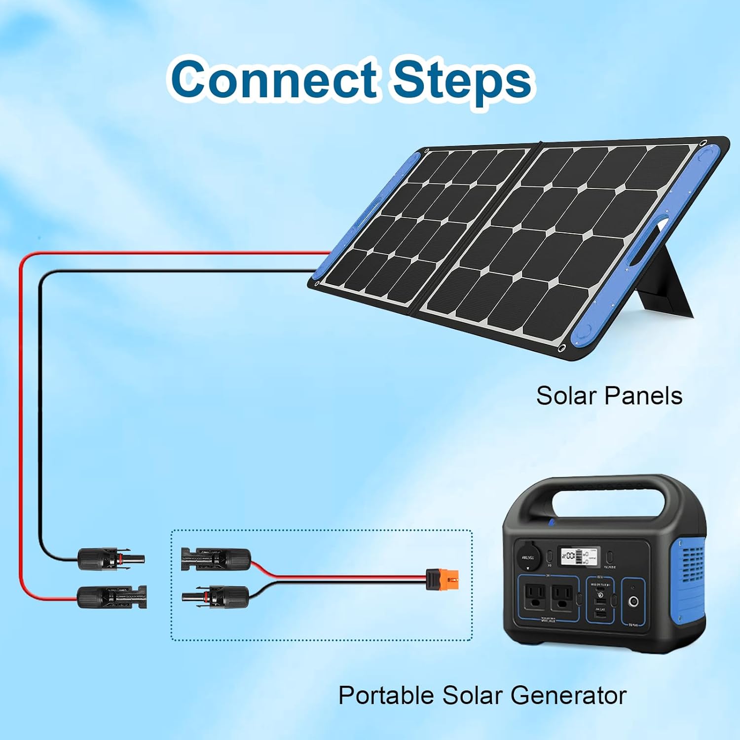 Solar to XT60i Cable 10AWG 50FT Solar Panel to XT60i Adapter Connector XT60i-F Extension Cable for Portable Power Station Solar Generator
