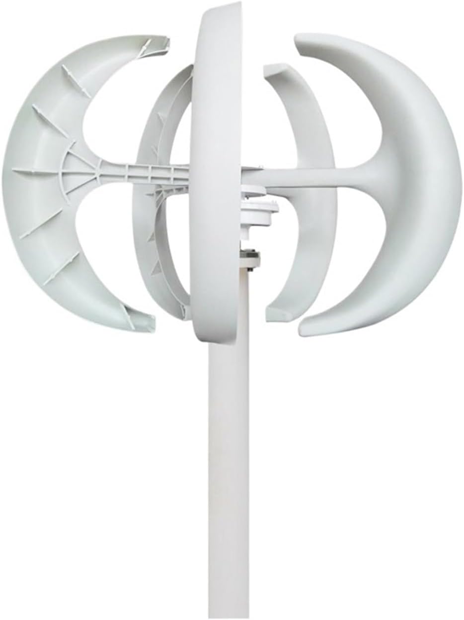 Windmill Generator, 400W Vertical Axis Wind Generator 12V 24V Red and White Ball Type Wind Turbine for Land Marine Use (Color : Wihte, Size : 5 Blades_12V)