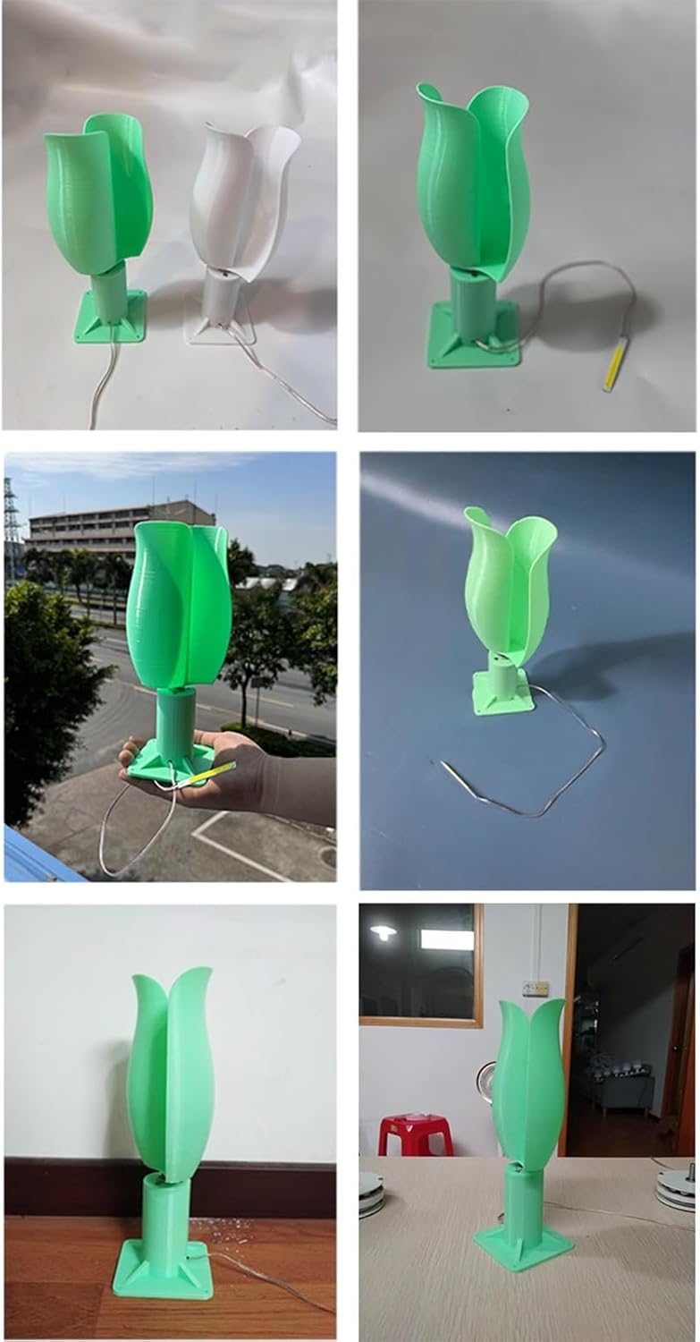 20w Wind Generator 1~12V Permanent Magnet Brushless Generator DIY Wind Turbine with LED Light Vertical Axis Wind Turbine(Green)