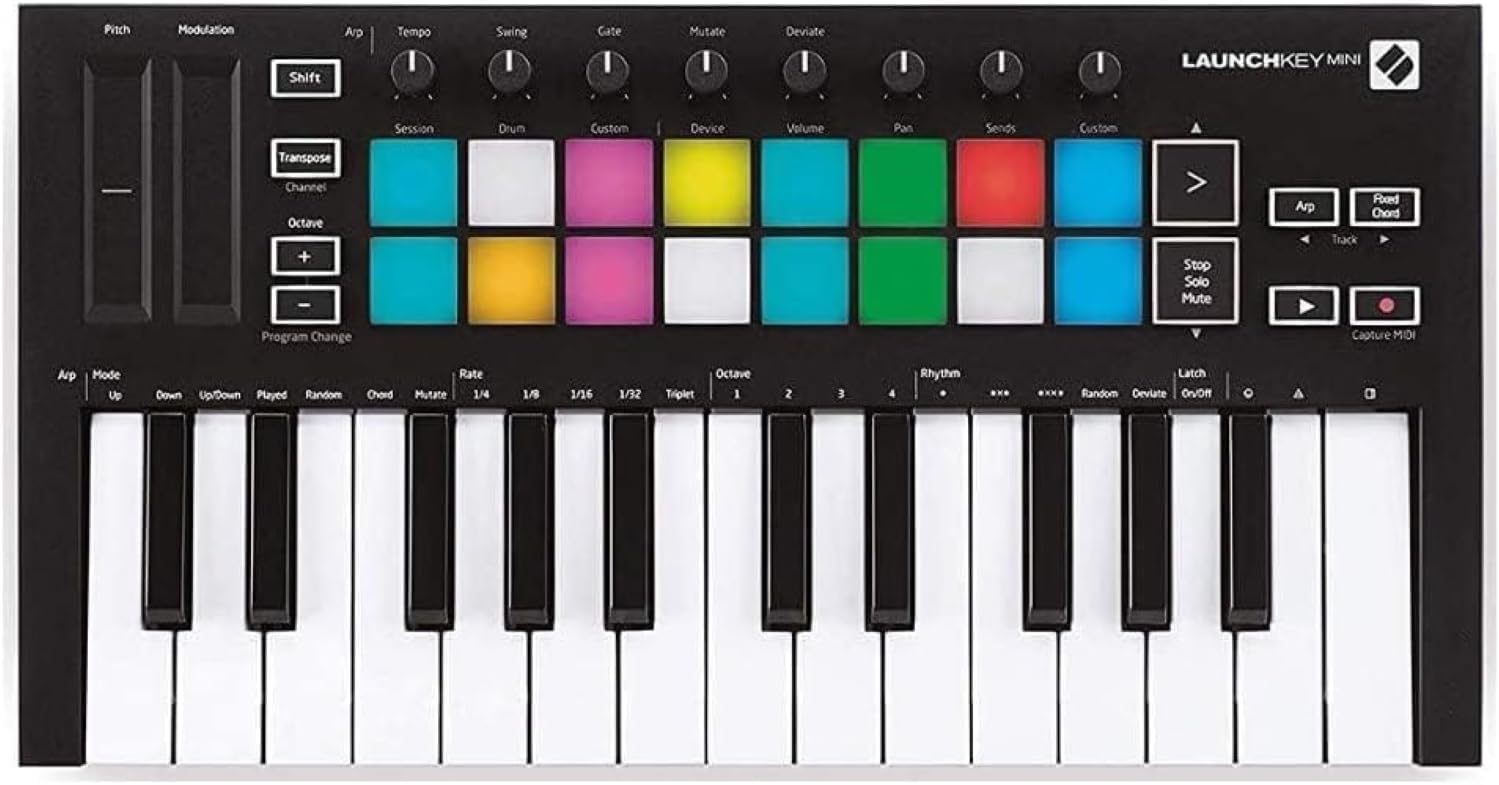 Novation Launchkey Mini [MK3] — Portable 25-Key, USB, MIDI Keyboard Controller with DAW Integration, Chord Mode, and Arpeggiator — for Music Production