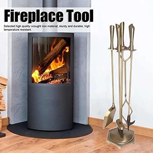 Patio Lounge Chairs Fireplace Tools Set 5 Pieces Wrought Iron Fire Place Pit Poker Holder 31