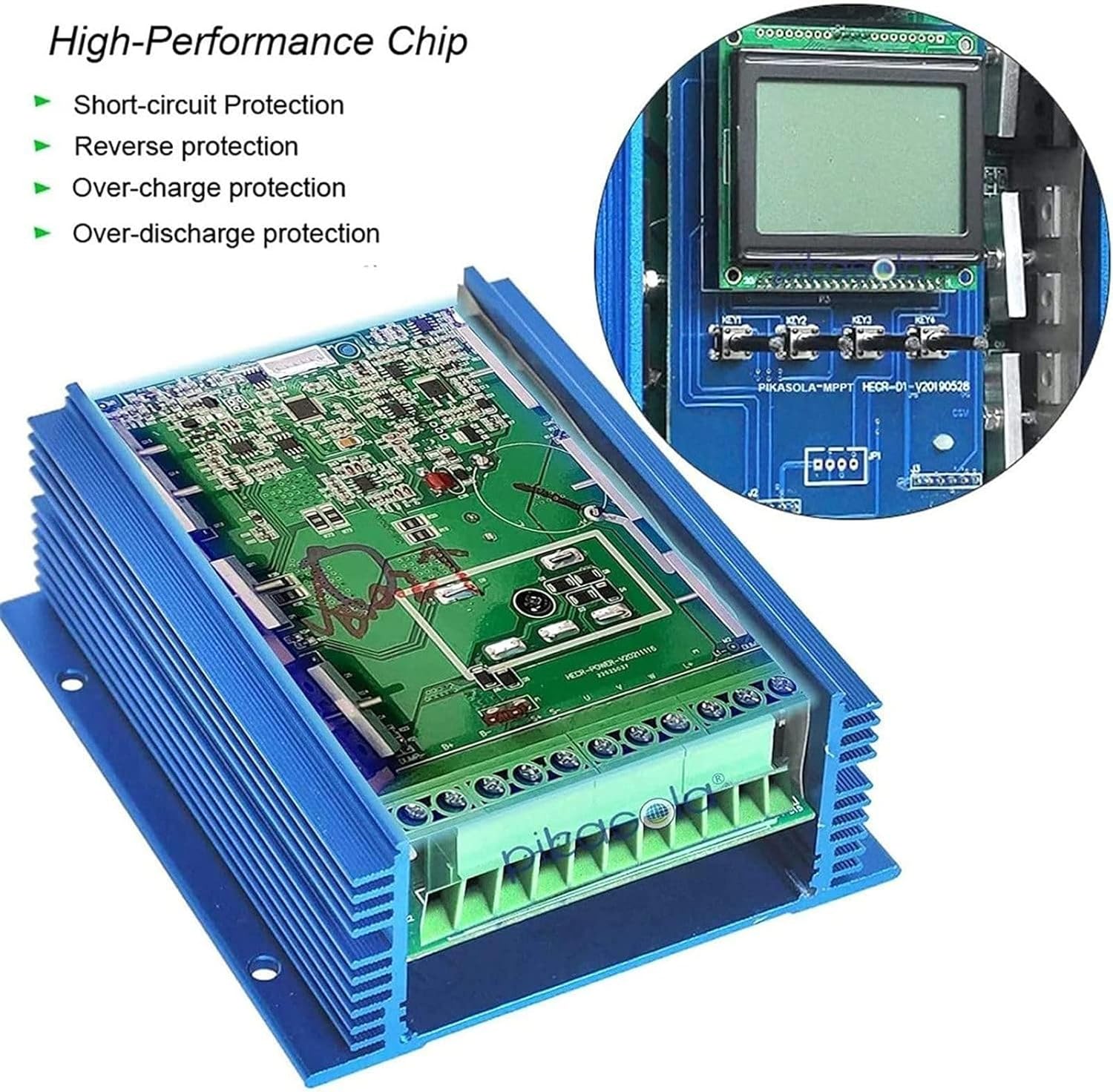 Wind Solar Hybrid Charge Controller,MPPT Booster Regulator, 12V/24V/48V for for Wind and Solar Power Boost Charge System with LCD Screen (12v 5000w)