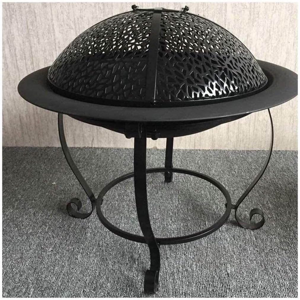 Fire Pits Outdoor Wood Burning Fire Pits 32Cm Diamete Fire Pit - Outdoor Fire Large Bonfire Wood Burning Patio Coal Grill Firepit for Outside Grill Charcoal with Cover BBQ Cooking for Outside Camping