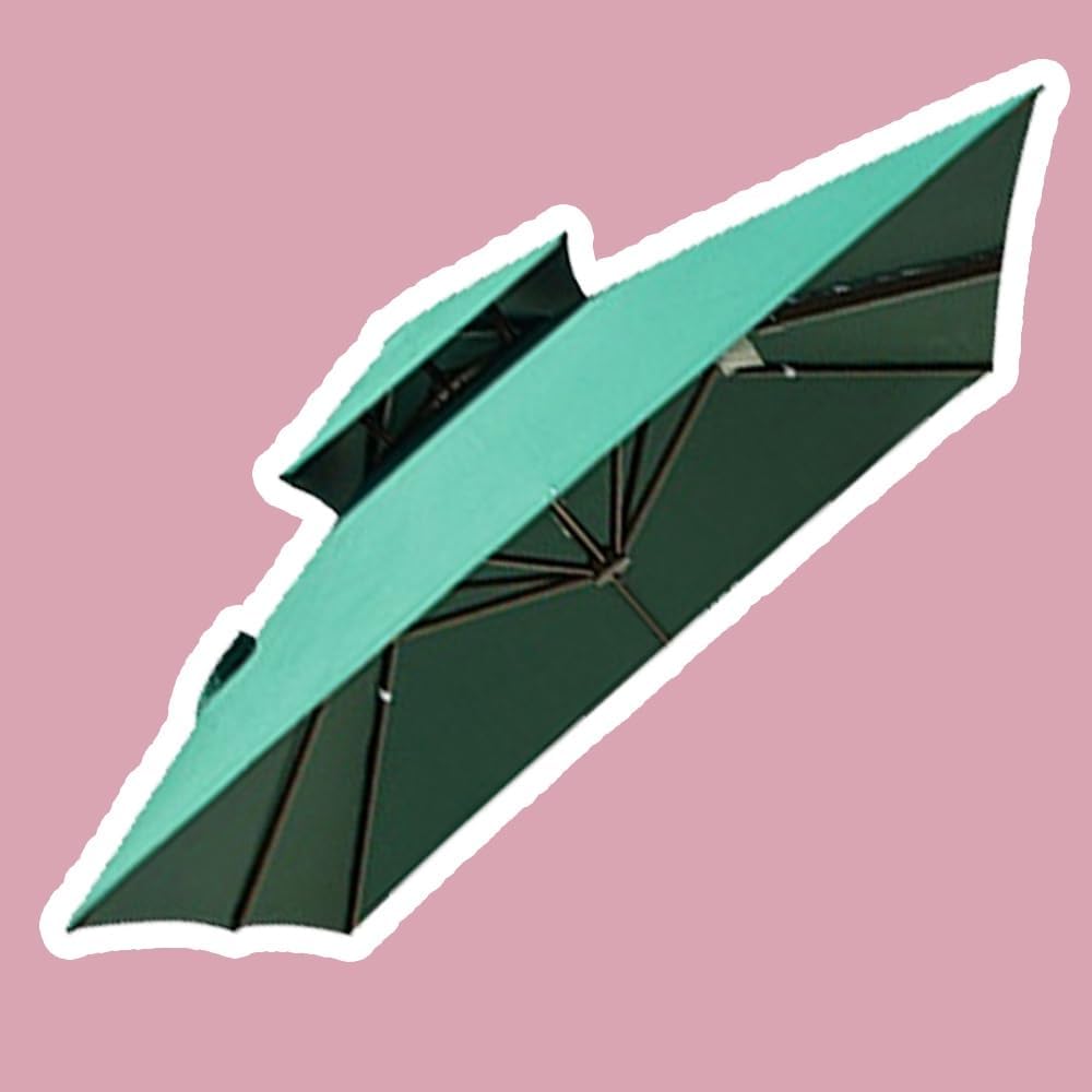 10ft Umbrella Replacement Canopy, Double Top Parasol Replacement Fabric Outdoor Umbrella Canopy Sun Shade Cloth, for Patio, Garden, Backyard (Canopy ONLY)(Green)