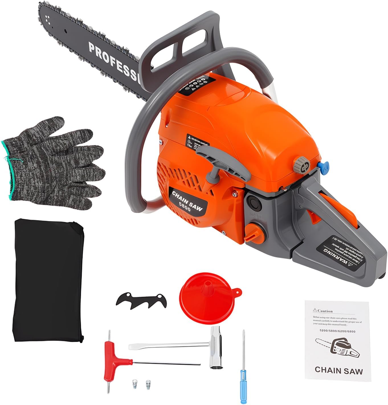 58CC 20 Inch Gas Chainsaw, 3.2HP 2 Stroke Top Handle Gasoline Powered Chain Saw with Guide Bar for Tree Wood Cutting