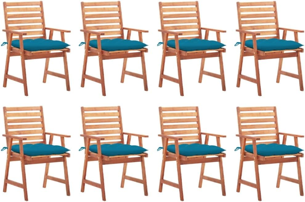 Patio Dining Chairs 8 pcs with Cushions Solid Acacia Wood,Acacia Wood Dining Chair Set with Water-Resistant Cushions for Patio, Garden, Terrace Outdoor Furniture, Outdoor Chairs