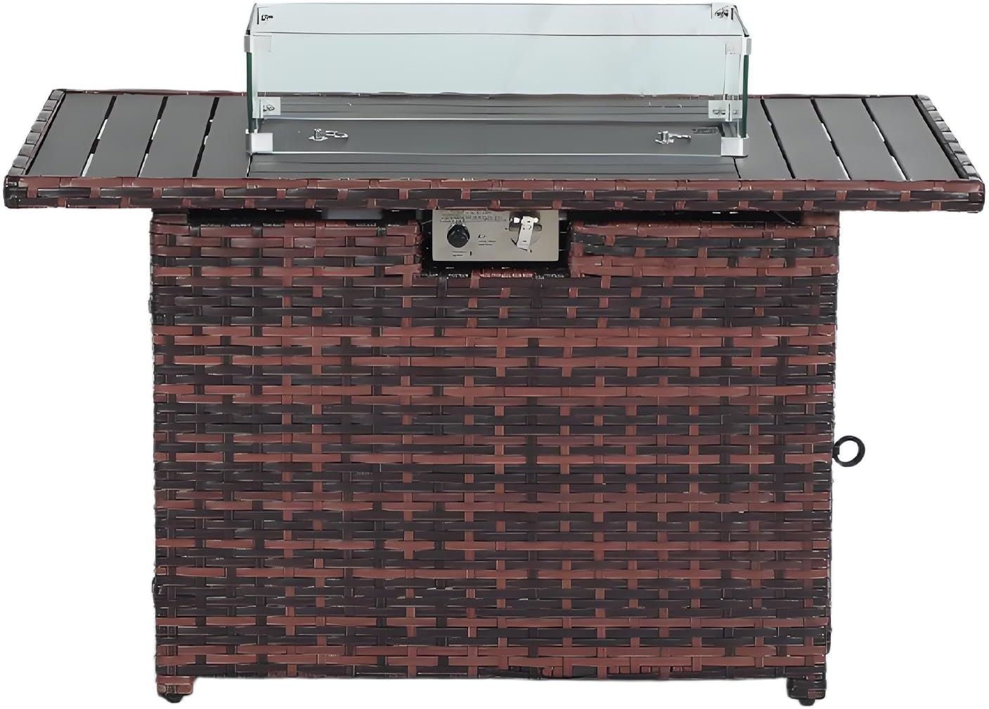 Home Novi Rattan 52-Inch Propane Fire Pit Table - 50,000 BTU, CSA Certified, Wind Guard, Fire Glass, Coffee-Colored - Durable, Safe, & Eco-Friendly Outdoor Heating Solution Grey