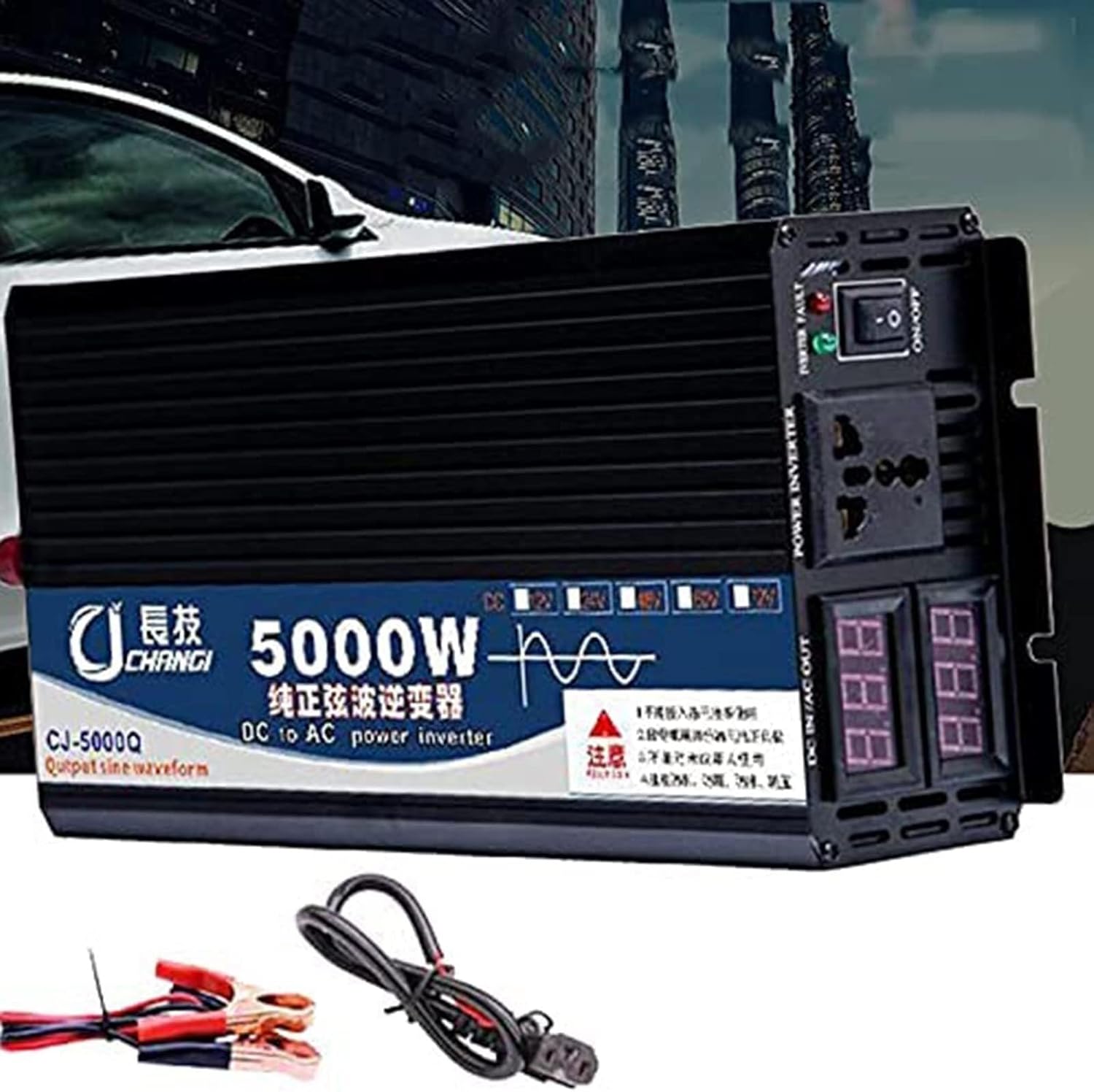Power Inverter Pure Sine Wave Inveter 3000W 4000W 5000W 12V/24V/48V/60V DC to 110V/220V AC Car Inverter Outlets with eUSB Port Two Cooling Fans Suitable for Cars Camping 3000W-12Vto110V(60vto110v,3000