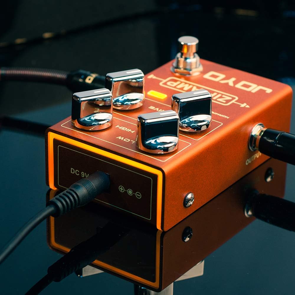 JOYO ZIP AMP Compression Pedal R-04 Bundle with Guitar Pedals Patch Cables CM-11, 1/4 Inch