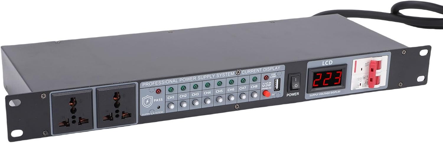 Gugxiom 10 Outlet Power Sequencer Conditioner, with Independent Power Switch and Surge Protector, for Home Audio Studio Theater System (US Plug)