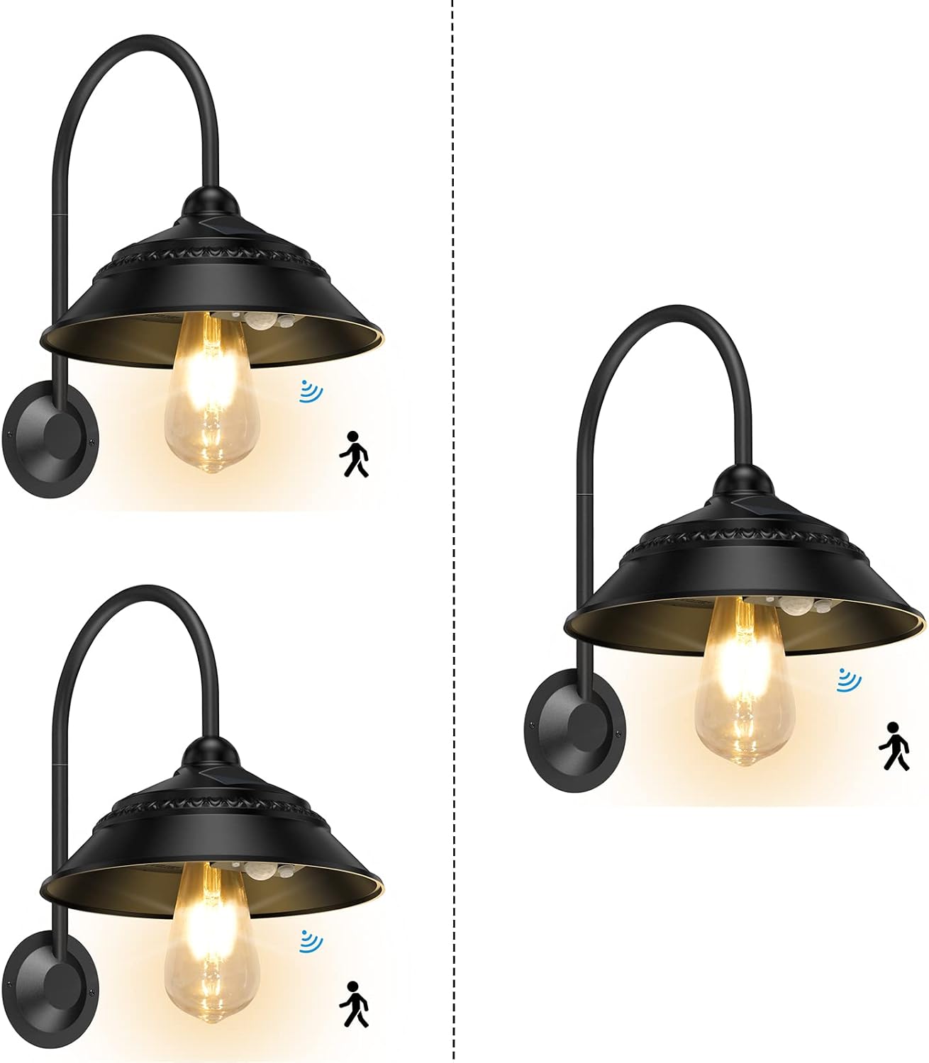 Aqonsie 3 Pack Solar Barn Lights Outdoor Solar Vintage Rustic Solar Chicken Coop Light with 3 Lighting Modes & Motion Sensor, Waterproof Outdoor Solar Wall Mount Light for Barn, Shed, Chicken Coop