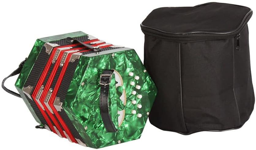 20 Buttons Accordion Concertina, with Carry Bag, Entry Level Keyboard Instrument, Fascinating & Softer Sound, for Adults Beginners Students (Color : Green)