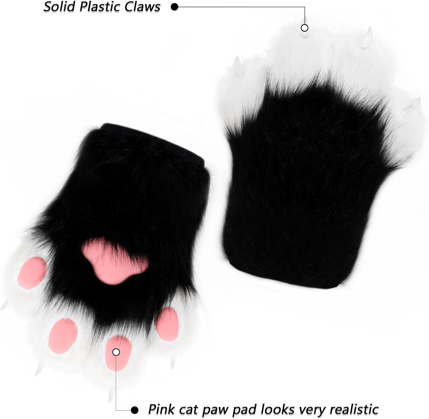 Cat Paw Mittens Gloves Furry Shoes Fursuit Animal Head Mask Halloween Masquerade Costume Accessories Set