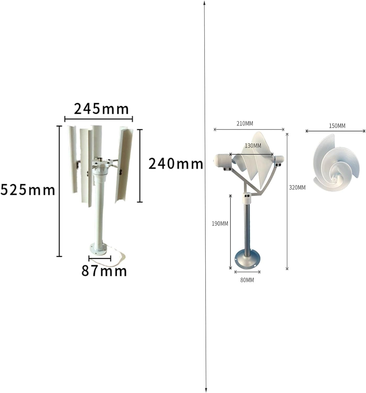 35W +10W Micro Spiral Wind Turbine DIY White Wind Turbine Model 1-12V Permanent Magnet Generator Model Breeze Starter Generator Light Strip LED Light