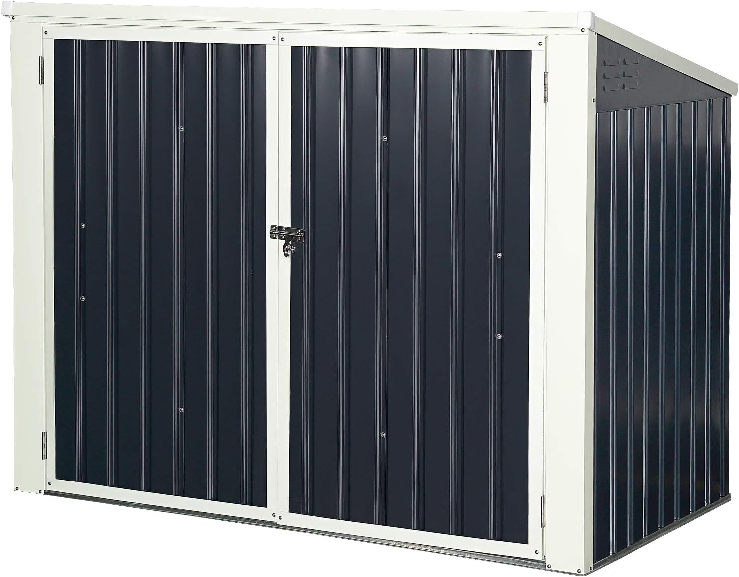 Goplus Outdoor Storage Shed 6' x 3', Multi-Purpose Galvanized Steel Garbage Cans Box with Easy Lift Hinges, Lockable Shed for Garden, Patio, Backyard, Dark Gray