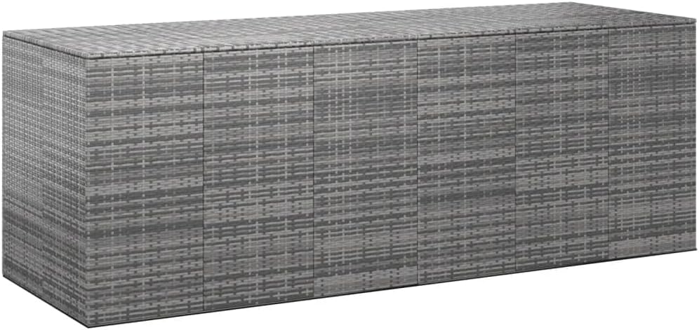 Patio Cushion Box PE Rattan, Outdoor Garden Storage Deck Box for Patio Furniture Cushions, Pool Toys, and Garden Tools, Grey 114.6
