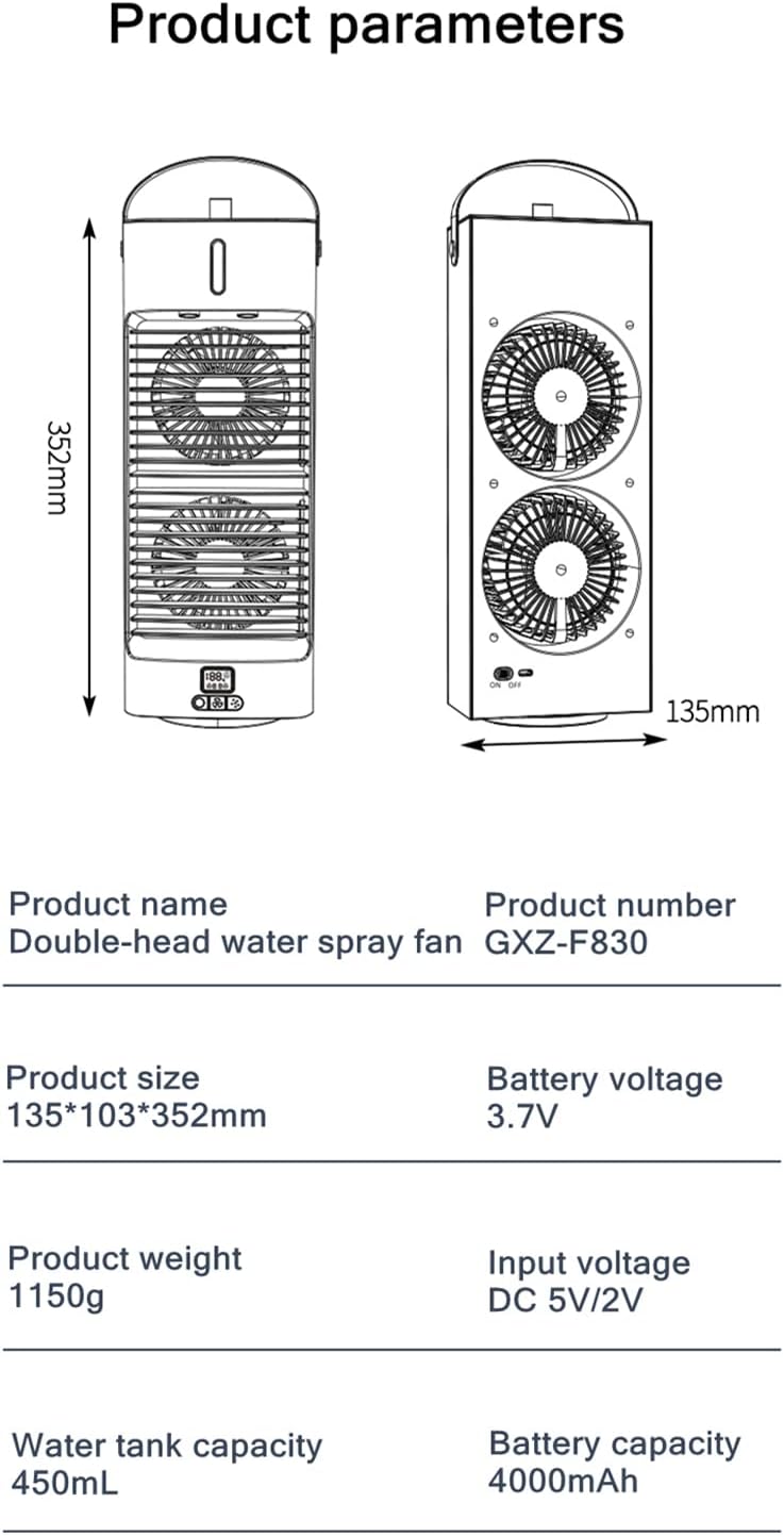 Rv Air Conditioner Portable Air Conditioner Mini Air Cooler Air Conditioning for Office 3 Gear Speed Air Cooling Fan Humidifier White，Black