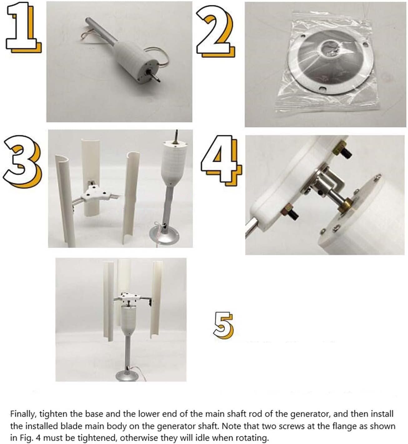 CAJUCA Wind Turbine Three-Phase Permanent Magnet Generator Windmill 3-Blade DIY Vertical Axis Wind Turbine Model