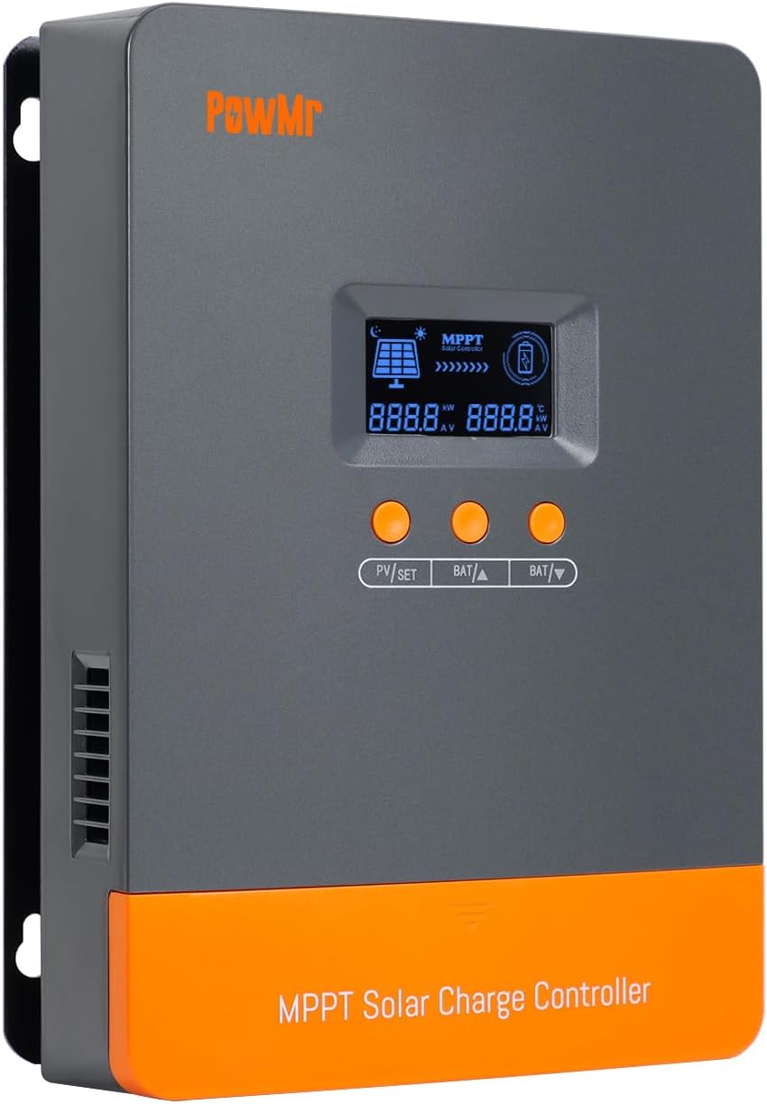 M80 PowMr 80A Solar Charge Controller MPPT 12V 24V 36V 48V Auto, 80amp Solar Charge Regulator Max 160V w/LCD Display Work with AGM, Gel, Flooded and Lithium, Support Parallel up to 12 Units