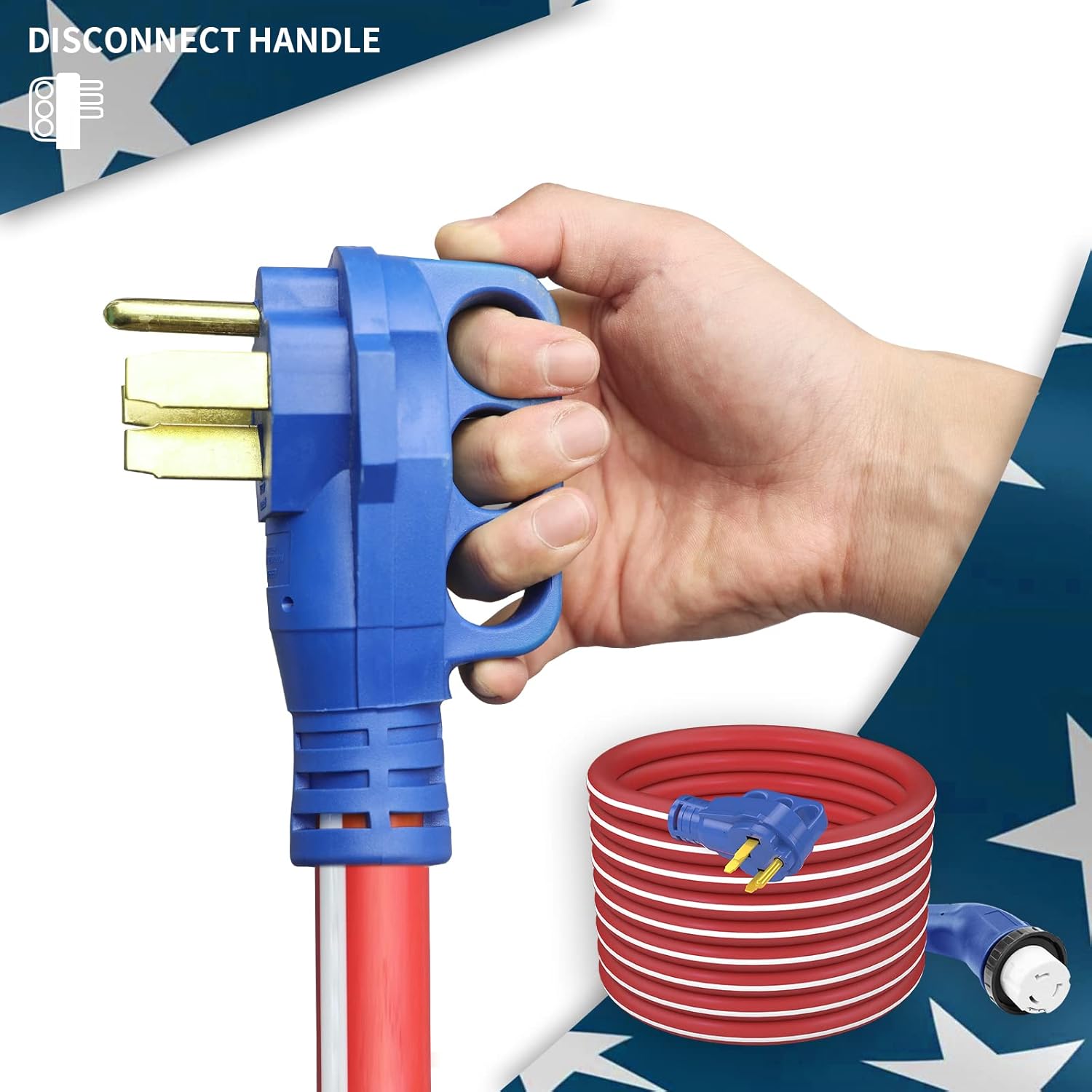 50 Amp 25 FT RV/Generator Cord with 135 Degree Locking Connector, NEMA 14-50P to SS2-50R with LED Power Indicator, ETL Listed, for RV, Camper, and Generator to House, Come with Storage Kit