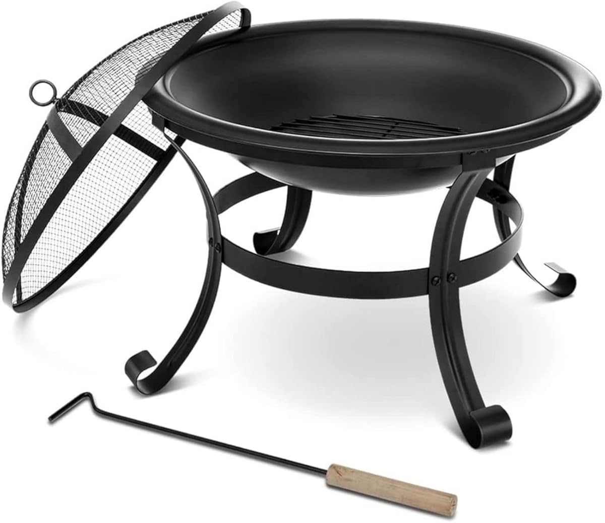 Outdoor Party BBQ Fire Pit Wood Burning Steel BBQ Grill Firepit Bowl Fireplace for Backyard Camping Picnic Grill Barbecue Rack