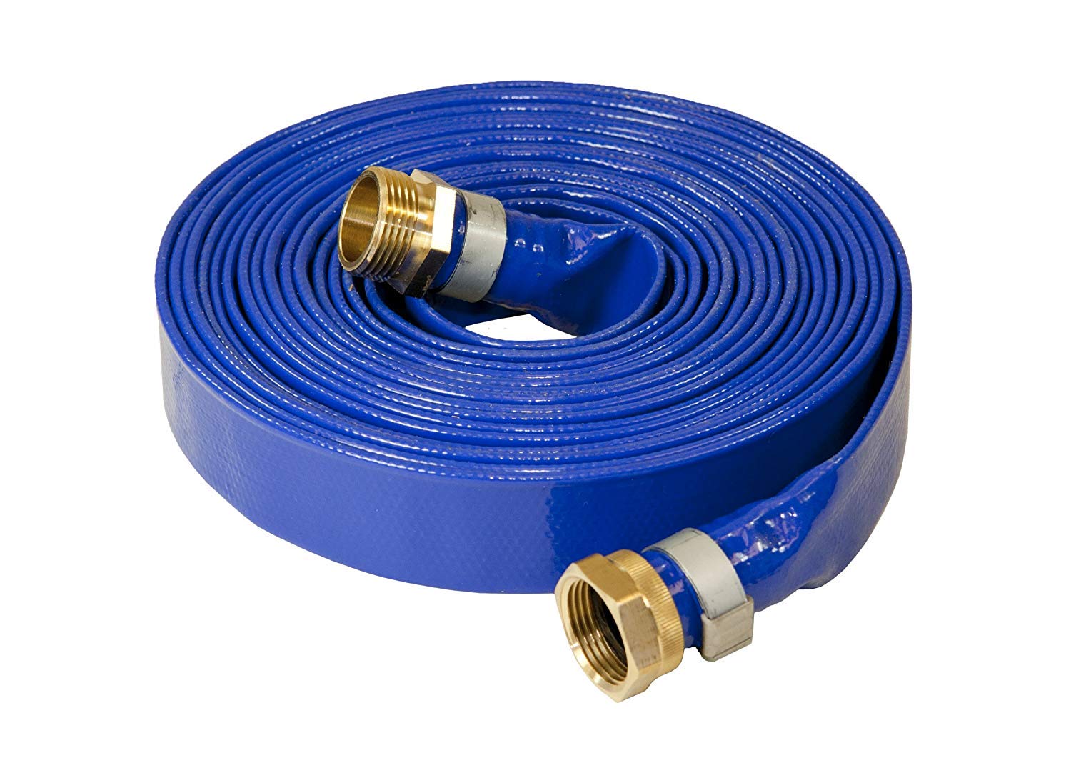 Stanios 4502-1000 Reinforced Blue PVC Lay Flat 1-Inch Water Discharge Hose with 1-Inch Threaded Couplings (75 Feet)