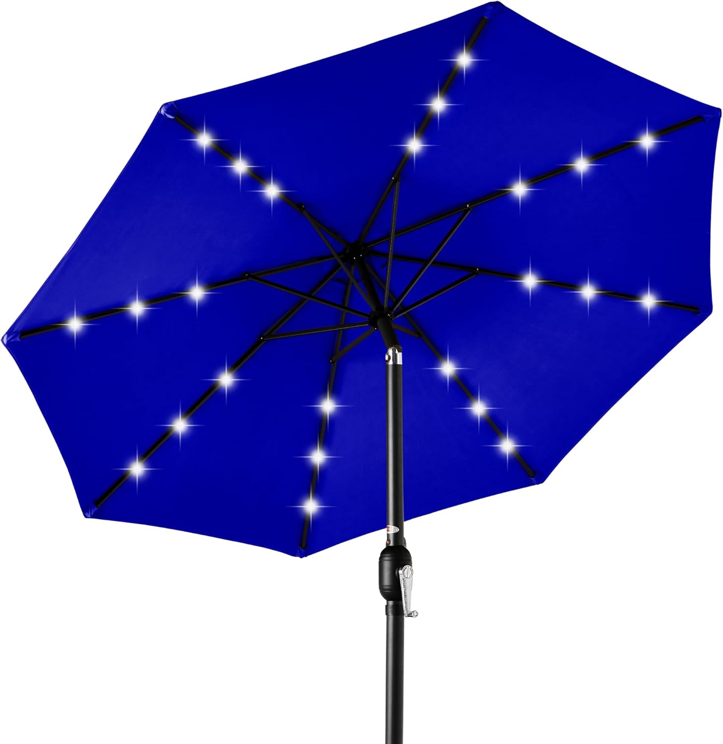 Best Choice Products 10ft Solar Polyester LED Lighted Patio Umbrella w/Tilt Adjustment and UV-Resistant Fabric - Resort Blue